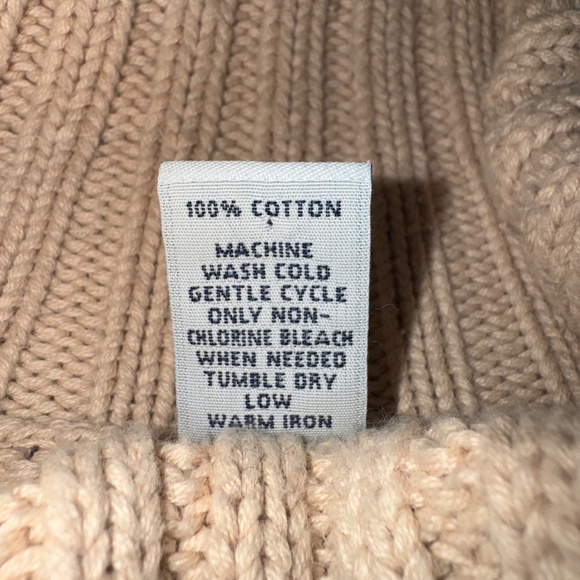 GAP Turtleneck Sweater 100% Cotton Chunky Rib Knit Vintage Y2K Women's XL Beige - Picture 7 of 8